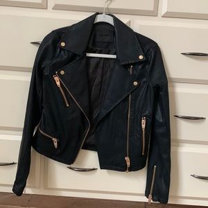 BLANK NYC faux Leather jacket with rose gold zippers
